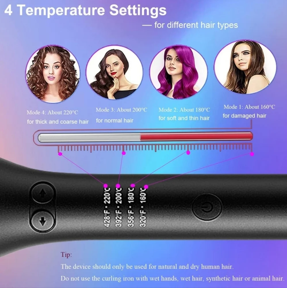 Automatic Hair Curler, Curling Iron 1 inch Large Rotating Barrel,‎ 4 Temperature